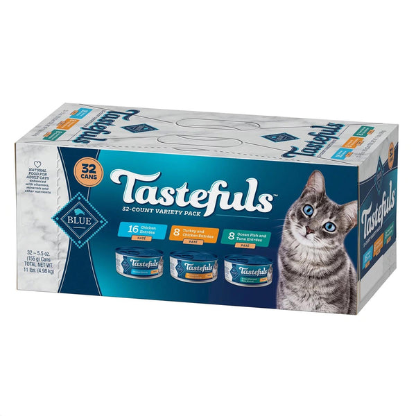Blue Buffalo Tastefuls Pate Wet Cat Food, Variety Pack (5.5 oz., 32 count) - At Your Door