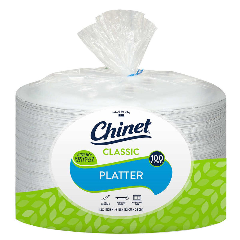 Chinet Classic 12 5/8-inch x 10-inch Paper Platter, 100-count - At Your Door