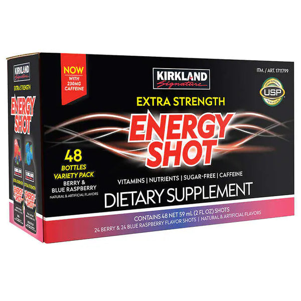 Kirkland Signature Extra Strength Energy Shot, 48 Bottles, 2 Ounces Each - At Your Door