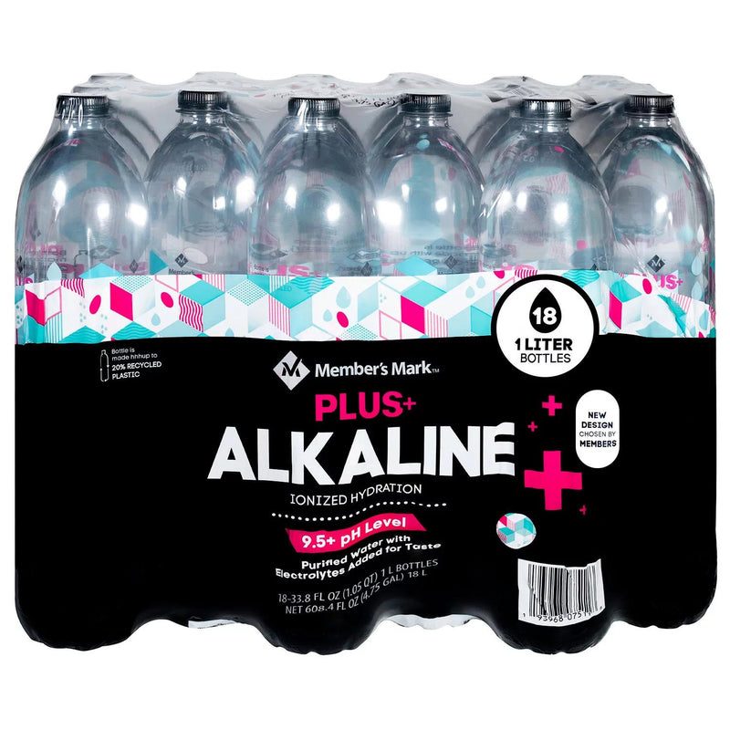 Member's Mark Plus+ Alkaline Water (1L., 18 pk.) - At Your Door