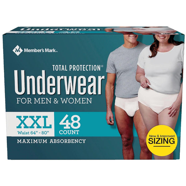 Member's Mark Total Protection Incontinence Underwear for Men and Women, Size - XXL (48 count) - At Your Door