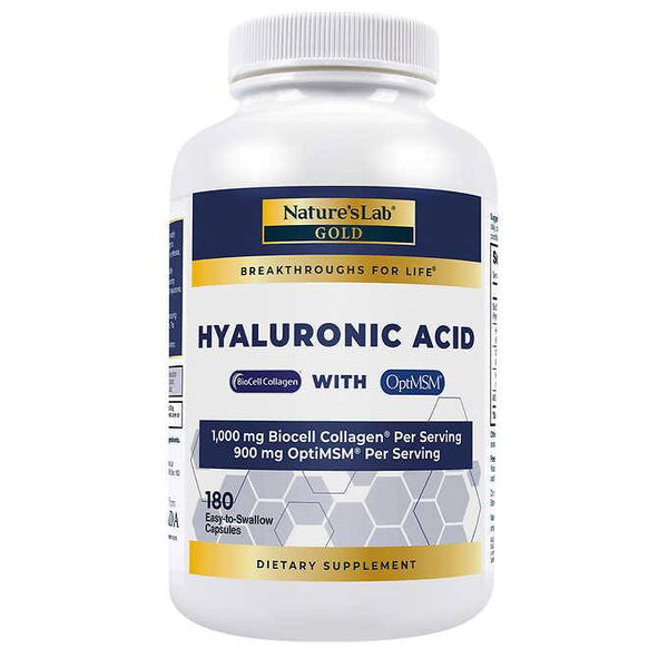 Nature's Lab Hyaluronic Acid with BioCell Collagen, 180 Vegetarian Capsules - At Your Door