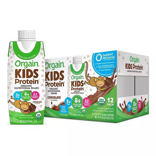 Orgain Kids Protein Organic Nutritional Shake, 8.25 fl. oz., 12 pk. - Chocolate - At Your Door