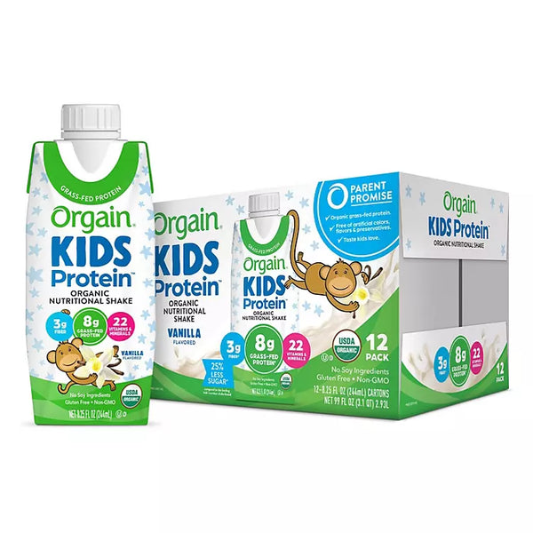 Orgain Kids Protein Organic Nutritional Shake, 8.25 fl. oz., 12 pk. - Vanilla - At Your Door