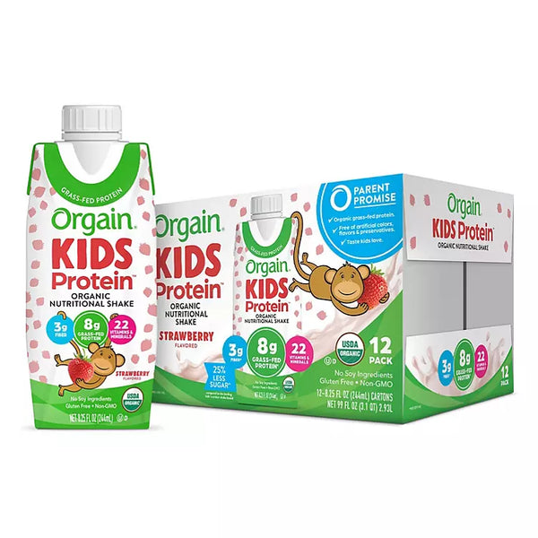 Orgain Kids Protein Organic Nutritional Shake, Strawberry (8.25 fl. oz., 12 pk.) - At Your Door