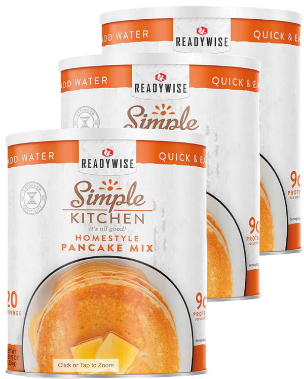 ReadyWise Simple Kitchen Pancake Mix, 3-pack #10 Cans (60 Total Servings) - At Your Door