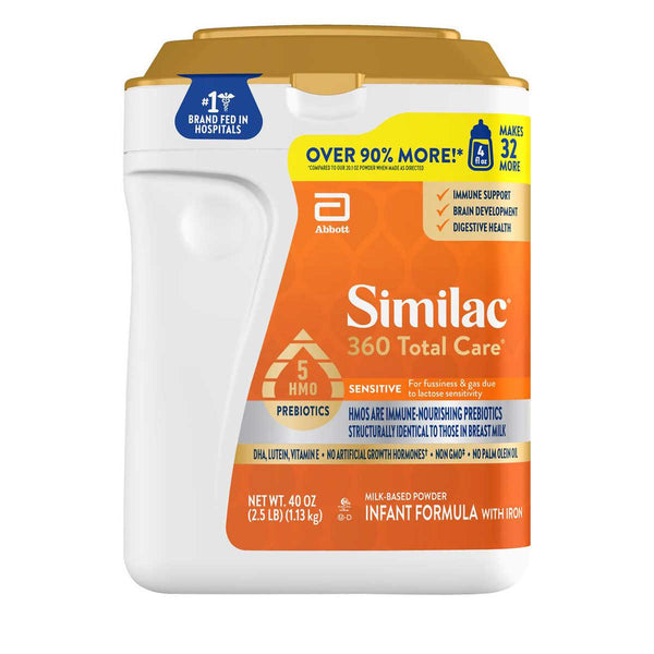 Similac 360 Total Care Sensitive with 5 HMO's, Non-GMO Infant Formula Powder, 40 oz - At Your Door