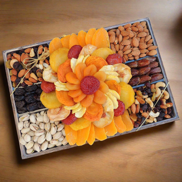 Vacaville Fruit Company 56 oz Dried Fruit & Nut Wooden Gift Tray - At Your Door